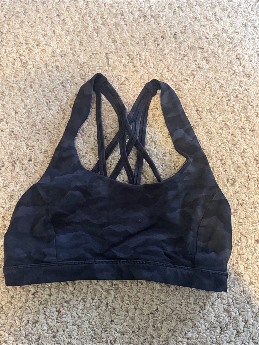 lululemon athletica Black Camo Crisscross Sports Bra